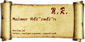 Malmer Rézmán névjegykártya